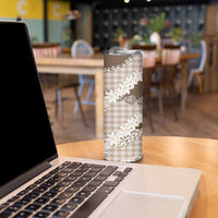 Brown Hawaii Tiare and Shell Lei Skinny Tumbler Hawaiian Palaka Luxury Vibes - Polynesian Pride