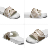 Brown Hawaii Tiare and Shell Lei Slide Sandals Hawaiian Palaka Luxury Vibes - Polynesian Pride