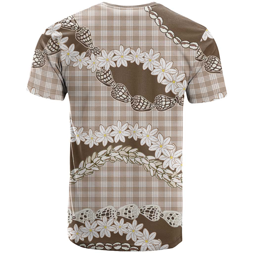 Brown Hawaii Tiare and Shell Lei T Shirt Hawaiian Palaka Luxury Vibes - Polynesian Pride