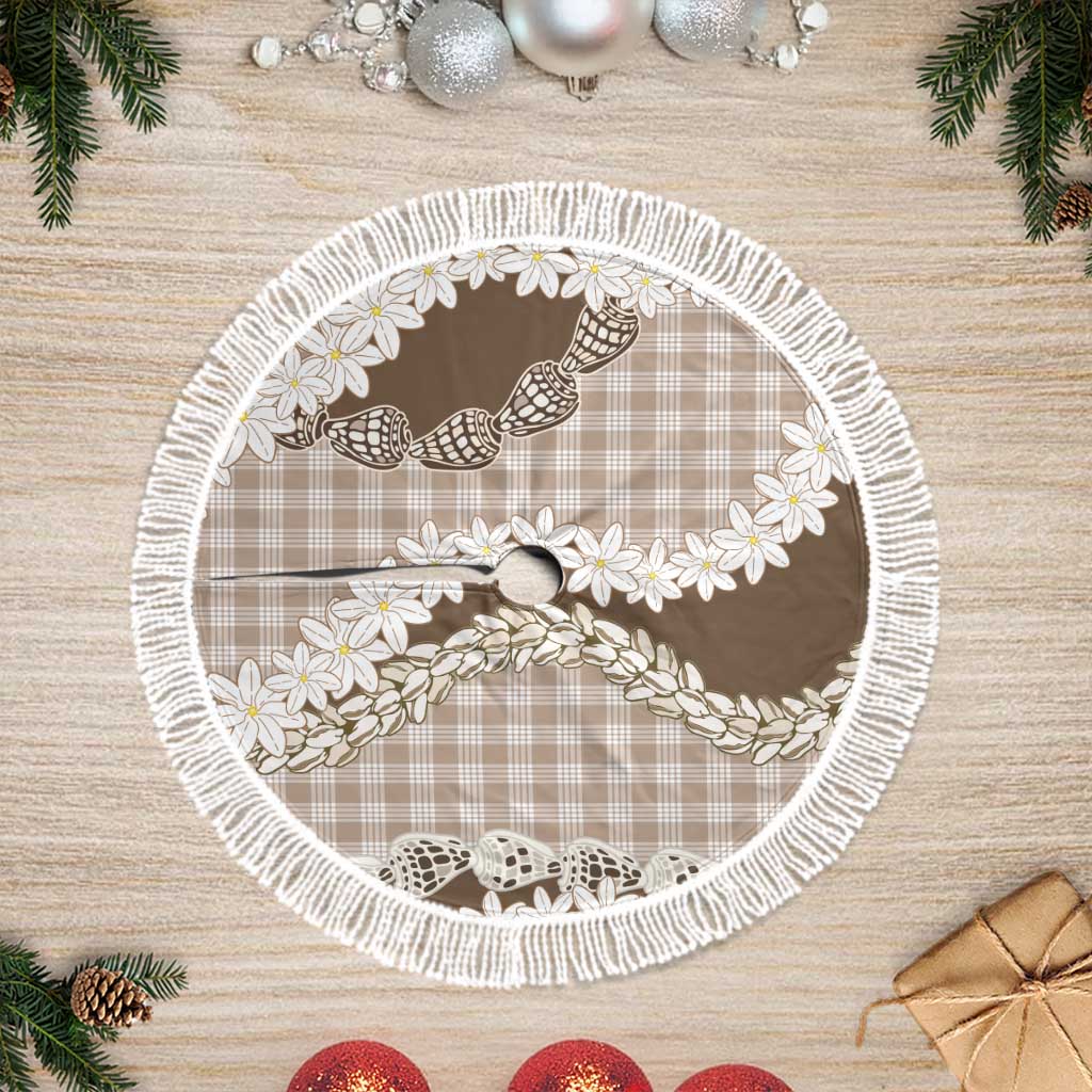 Brown Hawaii Tiare and Shell Lei Tree Skirt Hawaiian Palaka Luxury Vibes LT14 Fringed Brown - Polynesian Pride