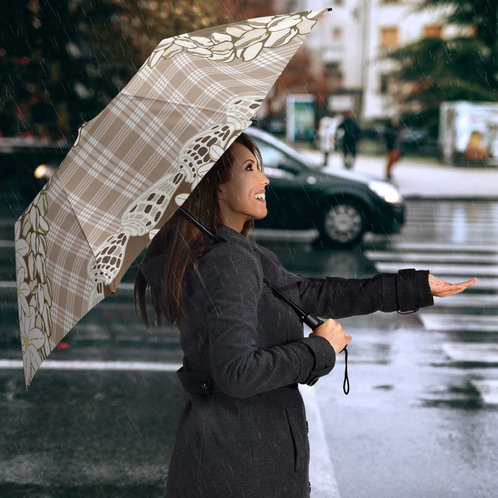 Brown Hawaii Tiare and Shell Lei Umbrella Hawaiian Palaka Luxury Vibes LT14 - Polynesian Pride