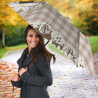 Brown Hawaii Tiare and Shell Lei Umbrella Hawaiian Palaka Luxury Vibes LT14 - Polynesian Pride