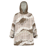Brown Hawaii Tiare and Shell Lei Wearable Blanket Hoodie Hawaiian Palaka Luxury Vibes LT14 One Size Brown - Polynesian Pride