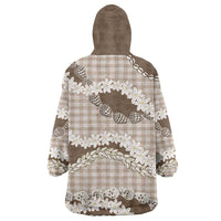 Brown Hawaii Tiare and Shell Lei Wearable Blanket Hoodie Hawaiian Palaka Luxury Vibes LT14 - Polynesian Pride