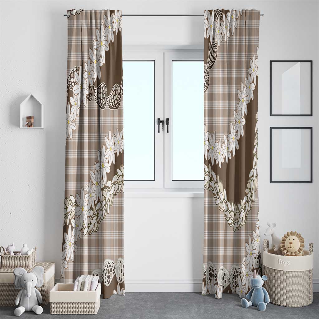 Brown Hawaii Tiare and Shell Lei Window Curtain Hawaiian Palaka Luxury Vibes - Polynesian Pride
