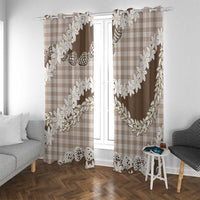 Brown Hawaii Tiare and Shell Lei Window Curtain Hawaiian Palaka Luxury Vibes - Polynesian Pride