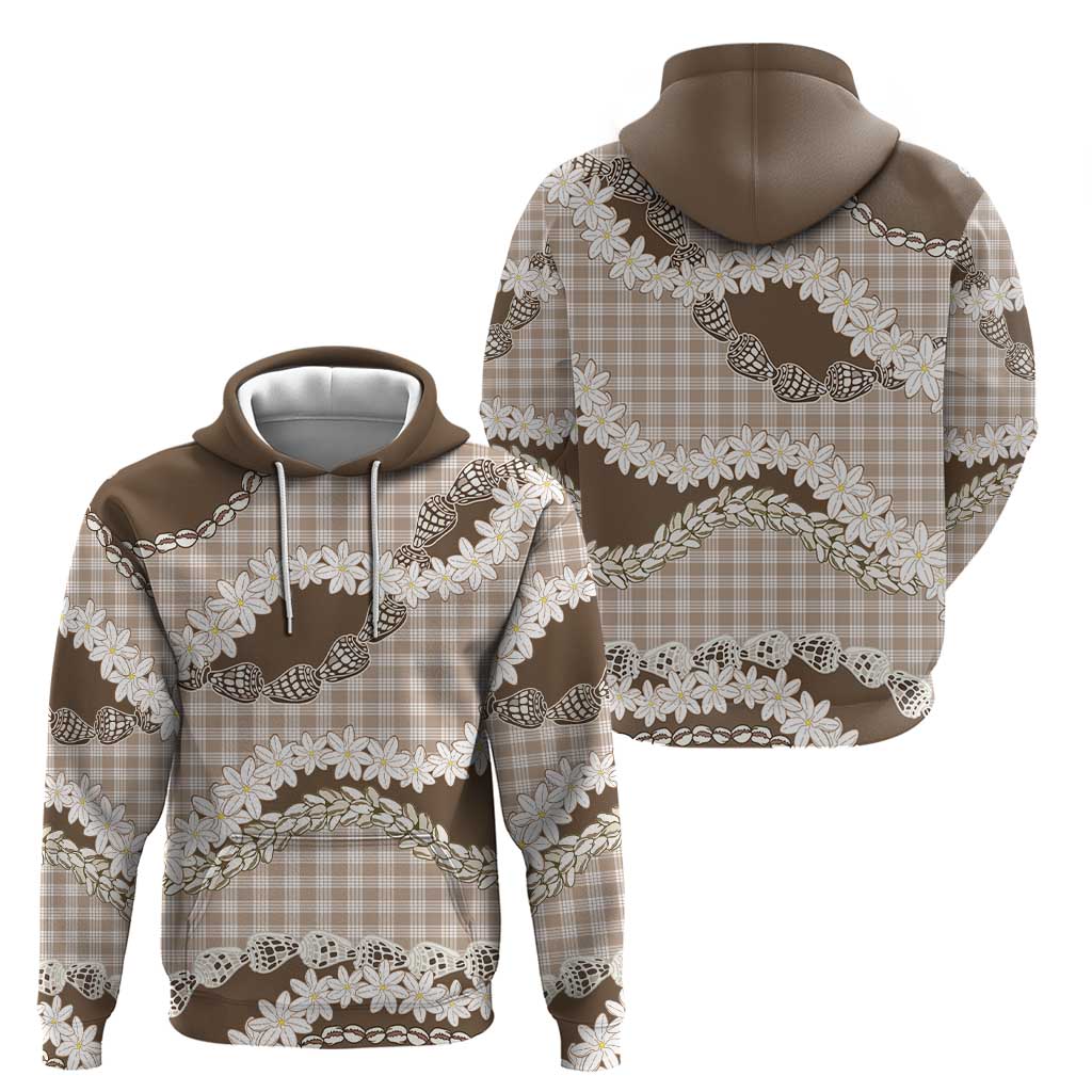 Brown Hawaii Tiare and Shell Lei Zip Hoodie Hawaiian Palaka Luxury Vibes LT14 - Polynesian Pride