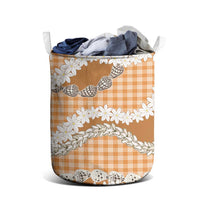 Orange Hawaii Tiare and Shell Lei Laundry Basket Hawaiian Palaka Luxury Vibes LT14 - Polynesian Pride