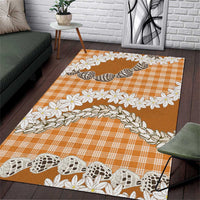 Orange Hawaii Tiare and Shell Lei Area Rug Hawaiian Palaka Luxury Vibes - Polynesian Pride