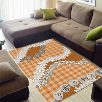 Orange Hawaii Tiare and Shell Lei Area Rug Hawaiian Palaka Luxury Vibes - Polynesian Pride