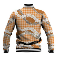 Orange Hawaii Tiare and Shell Lei Baseball Jacket Hawaiian Palaka Luxury Vibes LT14 - Polynesian Pride