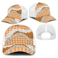 Orange Hawaii Tiare and Shell Lei Baseball Net Cap Hawaiian Palaka Luxury Vibes LT14 - Polynesian Pride