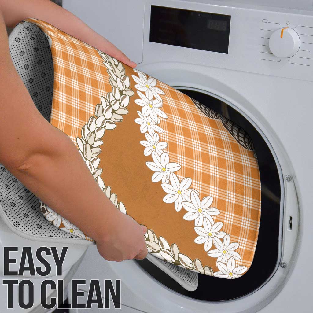 Orange Hawaii Tiare and Shell Lei Bathroom Set Hawaiian Palaka Luxury Vibes - Polynesian Pride