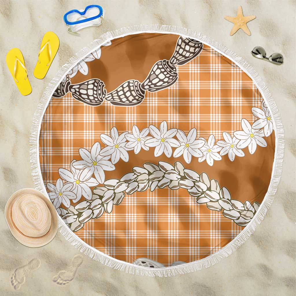 Orange Hawaii Tiare and Shell Lei Beach Blanket Hawaiian Palaka Luxury Vibes - Polynesian Pride