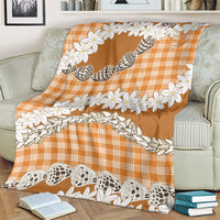 Orange Hawaii Tiare and Shell Lei Blanket Hawaiian Palaka Luxury Vibes - Polynesian Pride