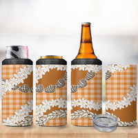Orange Hawaii Tiare and Shell Lei 4 in 1 Can Cooler Tumbler Hawaiian Palaka Luxury Vibes - Polynesian Pride