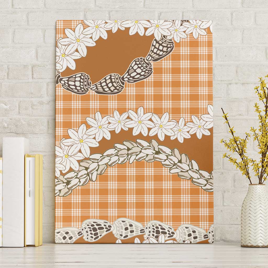 Orange Hawaii Tiare and Shell Lei Canvas Wall Art Hawaiian Palaka Luxury Vibes LT14 Without Frame Orange - Polynesian Pride