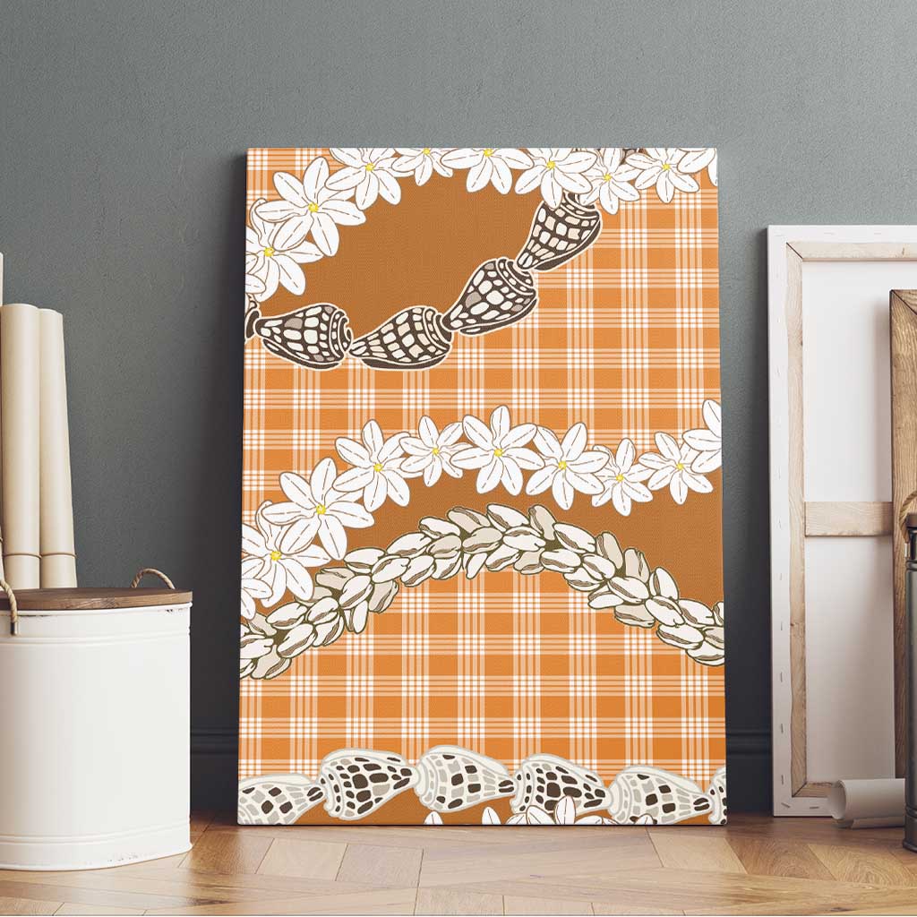 Orange Hawaii Tiare and Shell Lei Canvas Wall Art Hawaiian Palaka Luxury Vibes LT14 - Polynesian Pride
