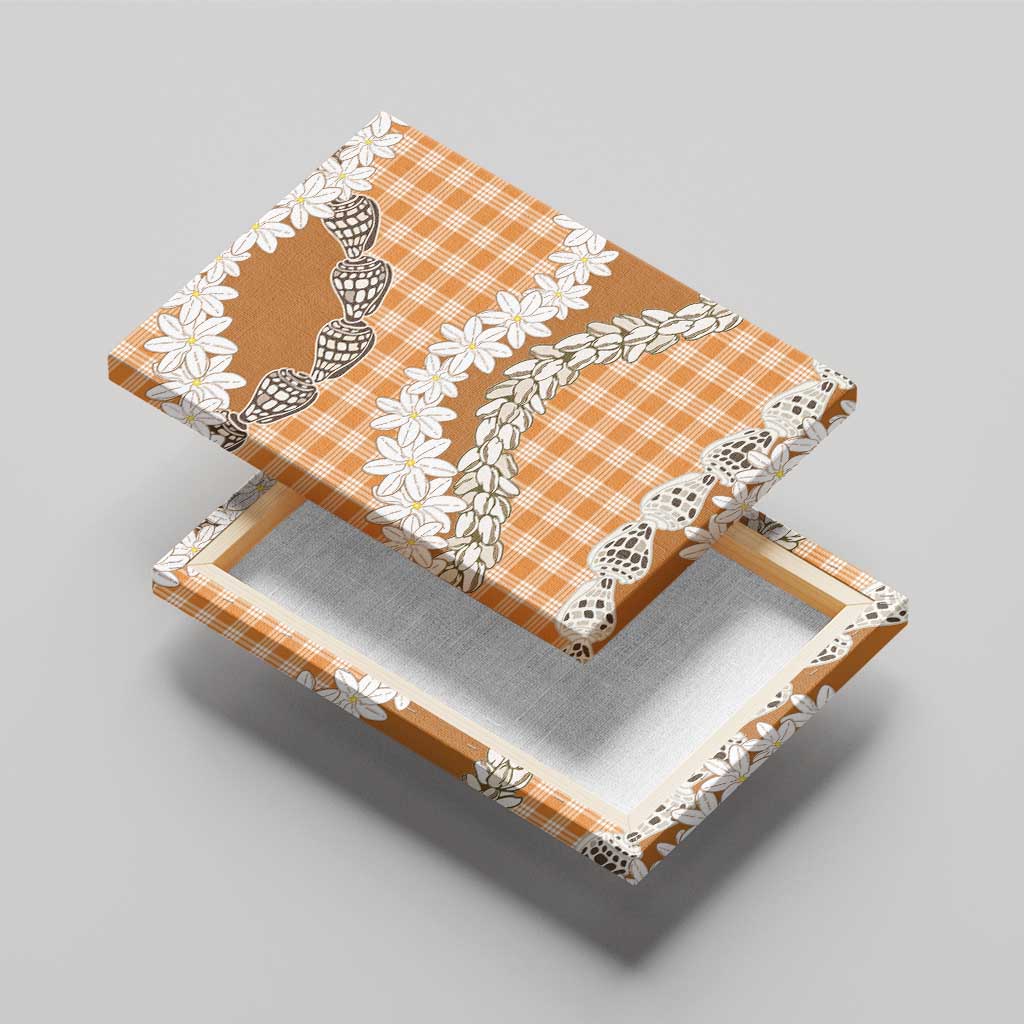 Orange Hawaii Tiare and Shell Lei Canvas Wall Art Hawaiian Palaka Luxury Vibes LT14 - Polynesian Pride