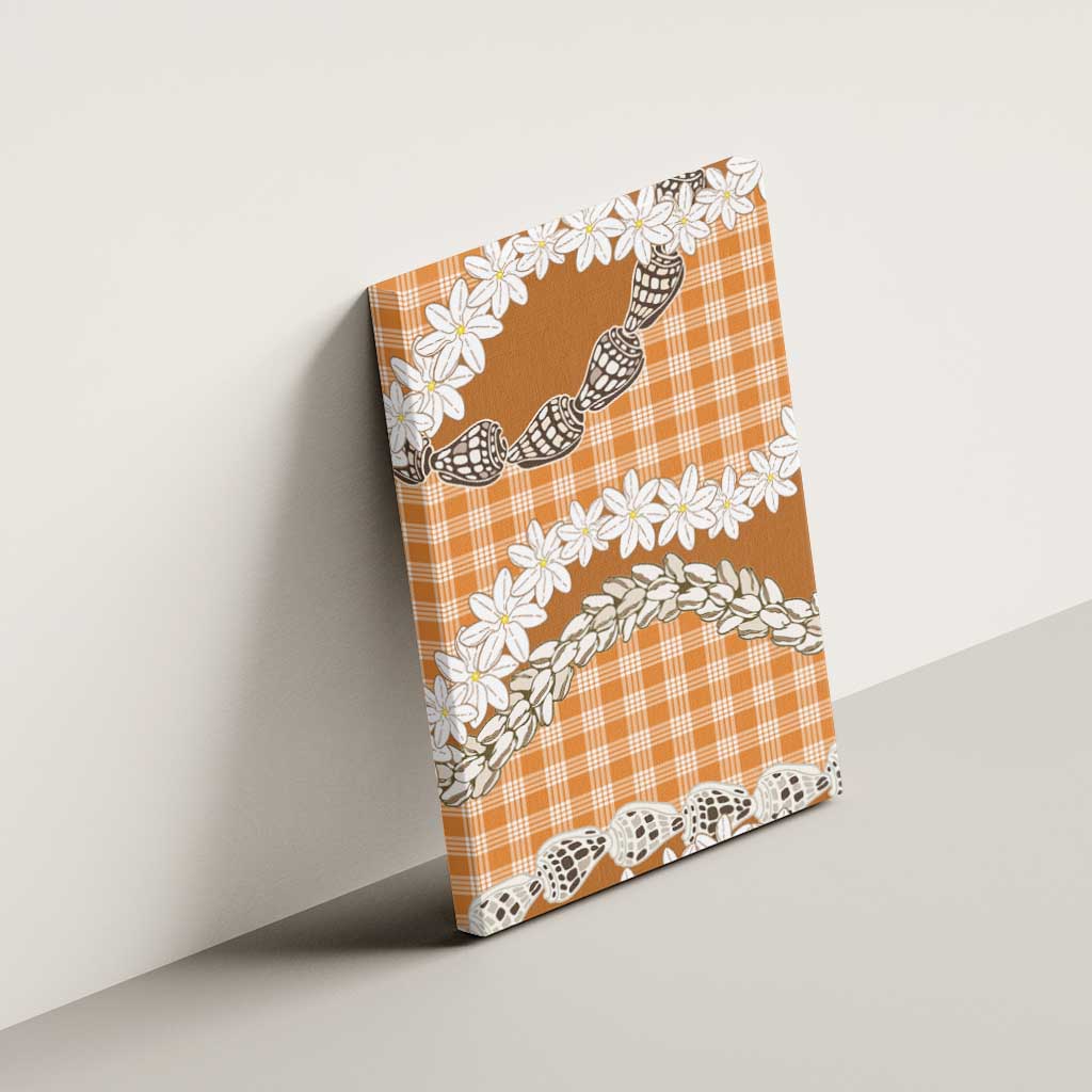 Orange Hawaii Tiare and Shell Lei Canvas Wall Art Hawaiian Palaka Luxury Vibes LT14 - Polynesian Pride