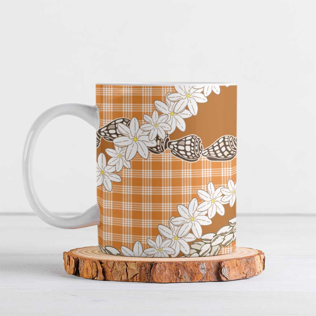 Orange Hawaii Tiare and Shell Lei Ceramic Mug Hawaiian Palaka Luxury Vibes LT14 Orange - Polynesian Pride