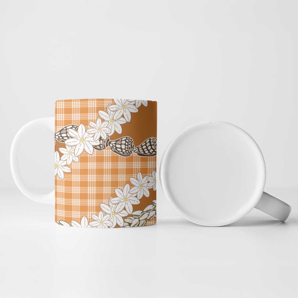 Orange Hawaii Tiare and Shell Lei Ceramic Mug Hawaiian Palaka Luxury Vibes LT14 - Polynesian Pride