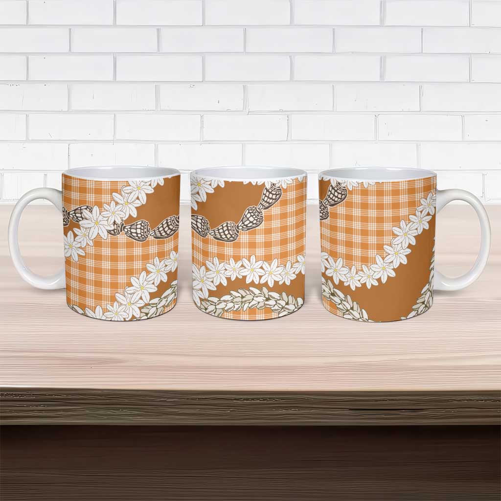 Orange Hawaii Tiare and Shell Lei Ceramic Mug Hawaiian Palaka Luxury Vibes LT14 - Polynesian Pride