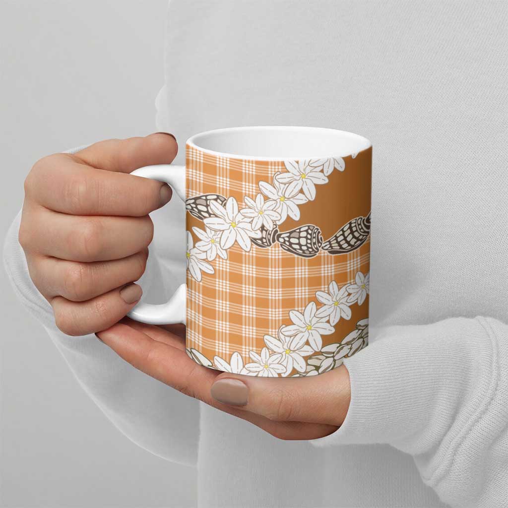 Orange Hawaii Tiare and Shell Lei Ceramic Mug Hawaiian Palaka Luxury Vibes LT14 - Polynesian Pride