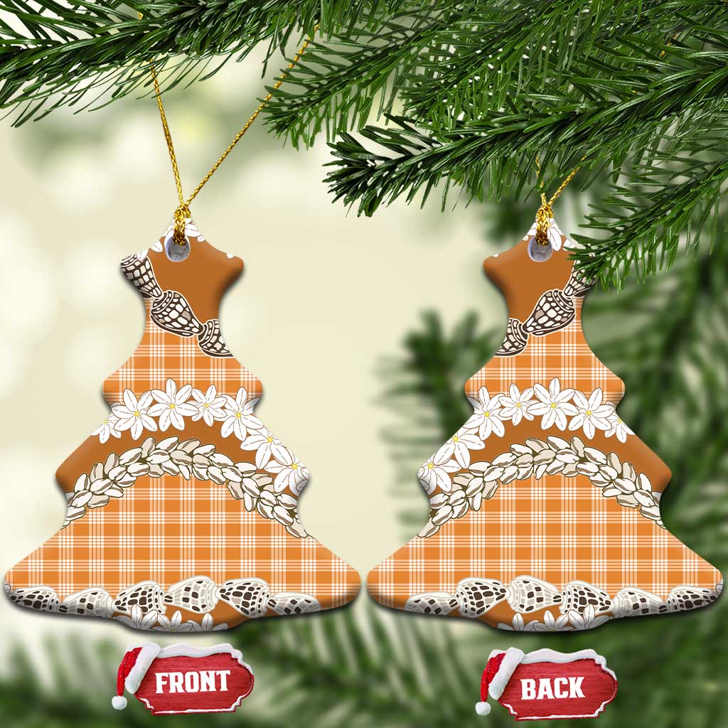 Orange Hawaii Tiare and Shell Lei Ceramic Ornament Hawaiian Palaka Luxury Vibes - Polynesian Pride