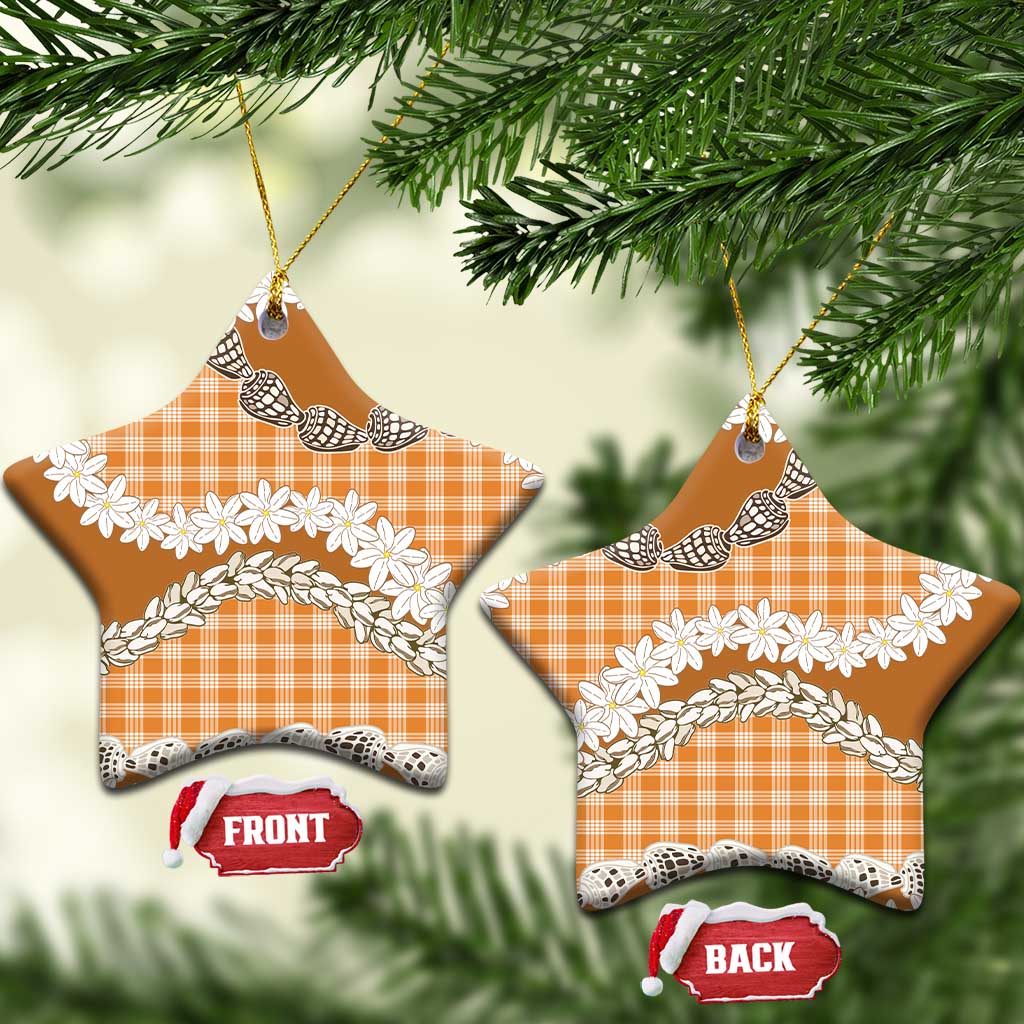 Orange Hawaii Tiare and Shell Lei Ceramic Ornament Hawaiian Palaka Luxury Vibes - Polynesian Pride