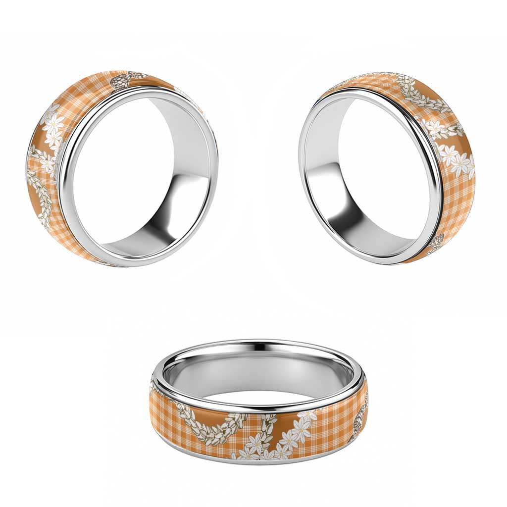 Orange Hawaii Tiare and Shell Lei Classic Ring Hawaiian Palaka Luxury Vibes LT14 - Polynesian Pride