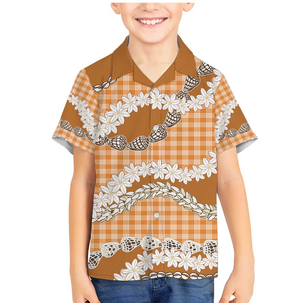 Orange Hawaii Tiare and Shell Lei Family Matching Mermaid Dress and Hawaiian Shirt Hawaiian Palaka Luxury Vibes - Polynesian Pride