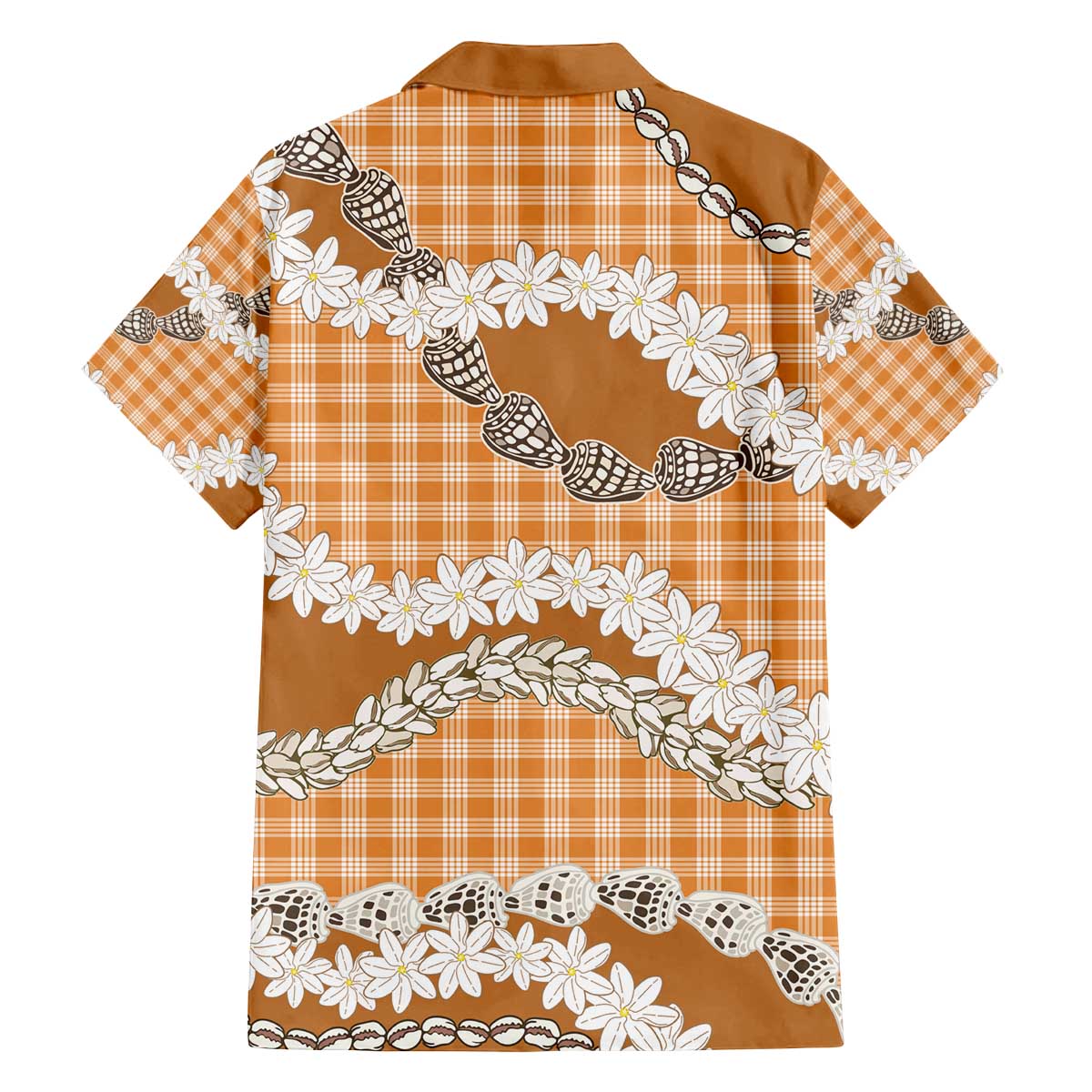 Orange Hawaii Tiare and Shell Lei Family Matching Off The Shoulder Long Sleeve Dress and Hawaiian Shirt Hawaiian Palaka Luxury Vibes - Polynesian Pride