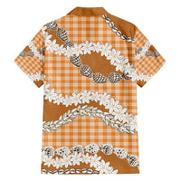 Orange Hawaii Tiare and Shell Lei Family Matching Off The Shoulder Long Sleeve Dress and Hawaiian Shirt Hawaiian Palaka Luxury Vibes - Polynesian Pride