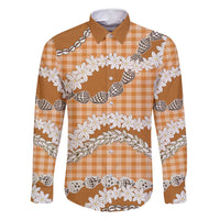 Orange Hawaii Tiare and Shell Lei Family Matching Off Shoulder Short Dress and Hawaiian Shirt Hawaiian Palaka Luxury Vibes - Polynesian Pride