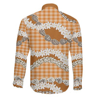 Orange Hawaii Tiare and Shell Lei Family Matching Puletasi and Hawaiian Shirt Hawaiian Palaka Luxury Vibes - Polynesian Pride