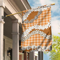 Orange Hawaii Tiare and Shell Lei Garden Flag Hawaiian Palaka Luxury Vibes - Polynesian Pride