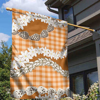 Orange Hawaii Tiare and Shell Lei Garden Flag Hawaiian Palaka Luxury Vibes - Polynesian Pride