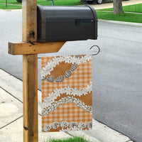 Orange Hawaii Tiare and Shell Lei Garden Flag Hawaiian Palaka Luxury Vibes - Polynesian Pride