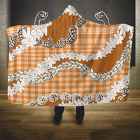 Orange Hawaii Tiare and Shell Lei Hooded Blanket Hawaiian Palaka Luxury Vibes LT14 - Polynesian Pride