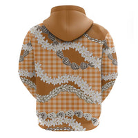 Orange Hawaii Tiare and Shell Lei Hoodie Hawaiian Palaka Luxury Vibes - Polynesian Pride