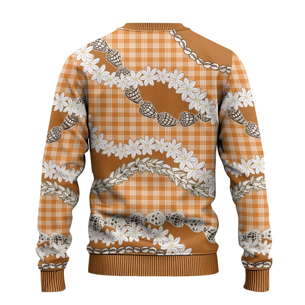 Orange Hawaii Tiare and Shell Lei Ugly Christmas Sweater Hawaiian Palaka Luxury Vibes - Polynesian Pride