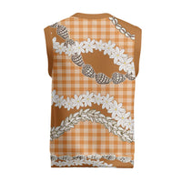 Orange Hawaii Tiare and Shell Lei Christmas Knitted V-Neck Vest Hawaiian Palaka Luxury Vibes - Polynesian Pride
