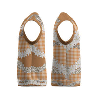 Orange Hawaii Tiare and Shell Lei Christmas Knitted V-Neck Vest Hawaiian Palaka Luxury Vibes - Polynesian Pride