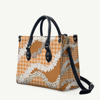 Orange Hawaii Tiare and Shell Lei Leather Bag Hawaiian Palaka Luxury Vibes - Polynesian Pride