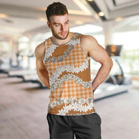 Orange Hawaii Tiare and Shell Lei Men Tank Top Hawaiian Palaka Luxury Vibes LT14 Orange - Polynesian Pride