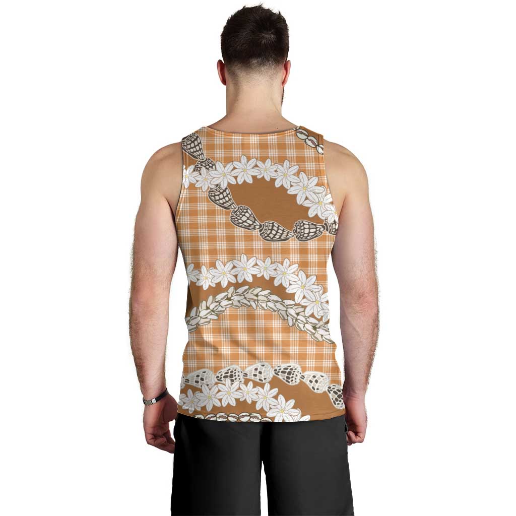 Orange Hawaii Tiare and Shell Lei Men Tank Top Hawaiian Palaka Luxury Vibes LT14 - Polynesian Pride