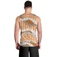 Orange Hawaii Tiare and Shell Lei Men Tank Top Hawaiian Palaka Luxury Vibes LT14 - Polynesian Pride