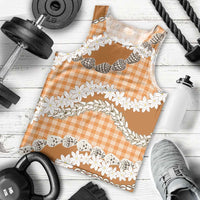 Orange Hawaii Tiare and Shell Lei Men Tank Top Hawaiian Palaka Luxury Vibes LT14 - Polynesian Pride