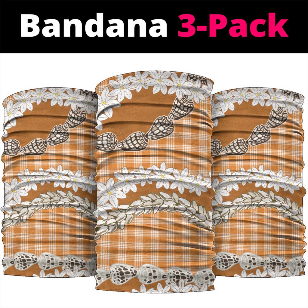 Orange Hawaii Tiare and Shell Lei Neck Gaiter Hawaiian Palaka Luxury Vibes LT14 package One Size: 25*50cm Orange - Polynesian Pride